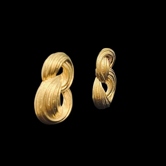 Chunky Gold Tone Infinity Loop Pierced Earrings (4729) - Picture 2 of 3